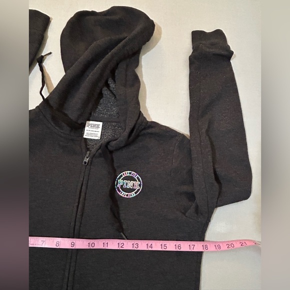Victoria Secret Pink Hoodie Size XS Gray Multicolor Tie Die Logo Pockets - Picture 6 of 7